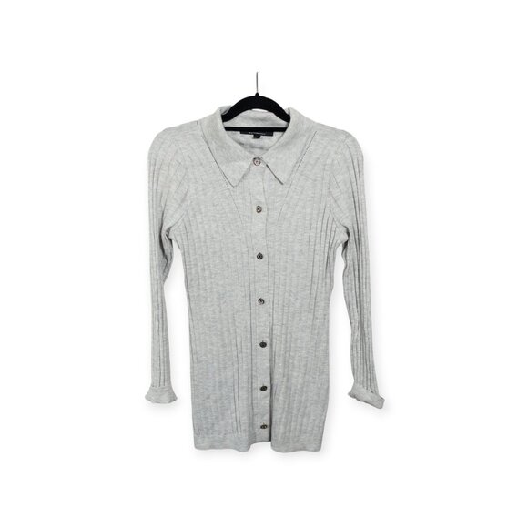 White House Black Market Sweaters - White House Black Market Ribbed Gray Button Up Cardigan Sweater SZ S Cozy
